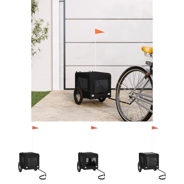 The Living Store Cykelvagn för djur svart oxfordtyg och järn -  Vagnar för husdjur