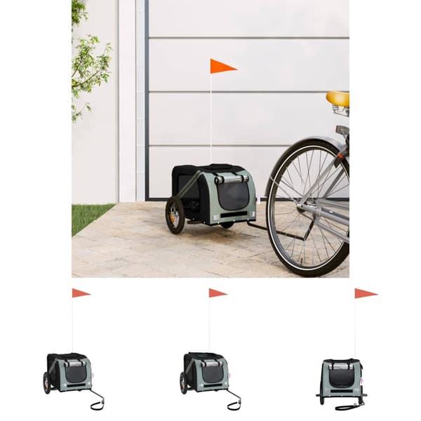 The Living Store Cykelvagn för djur grå och svart oxfordtyg och järn - Vagnar för husdjur