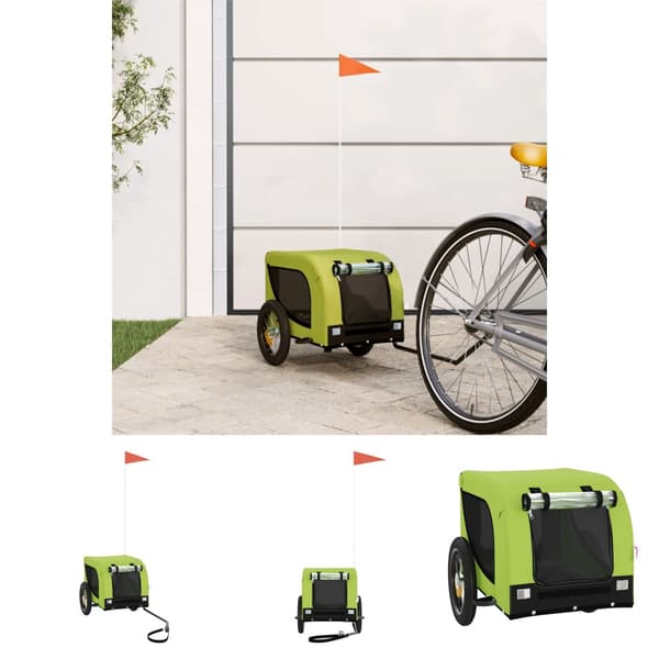 The Living Store hundetrailer til cykel oxfordstof og jern grøn og sort - Vogne til kæledyr