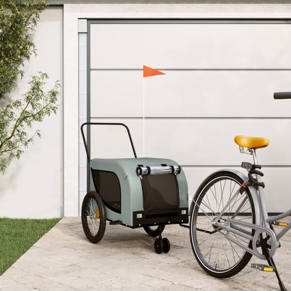 The Living Store Cykelvagn för djur grå och svart oxfordtyg och järn -  Vagnar för husdjur