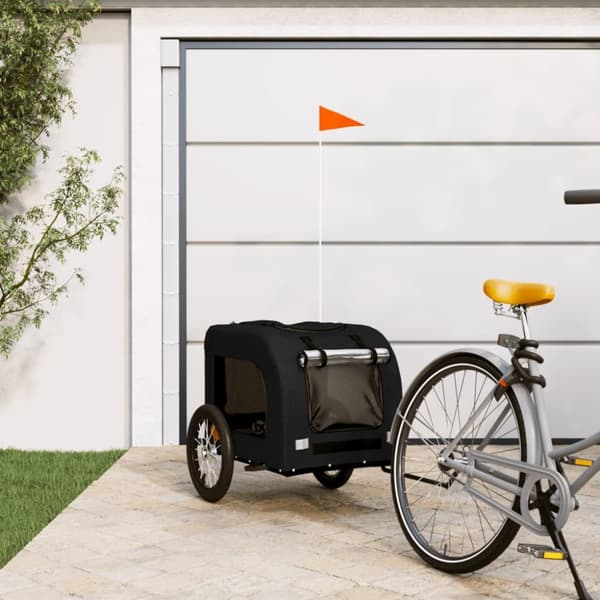Cykeltrailer til kæledyr oxfordstof og jern sort - Hundetrailer - Hundetrailere - Home & Living