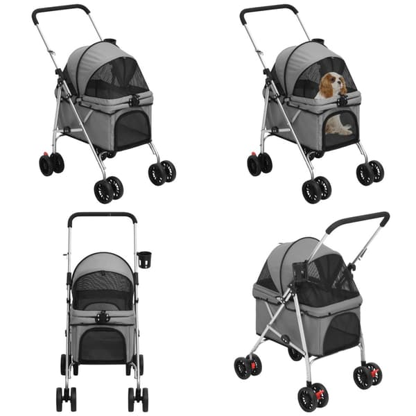 Foldbar hundeklapvogn 76x50x100 cm oxfordstof grå - Hundeklapvogn - Hundeklapvogne - Home & Living