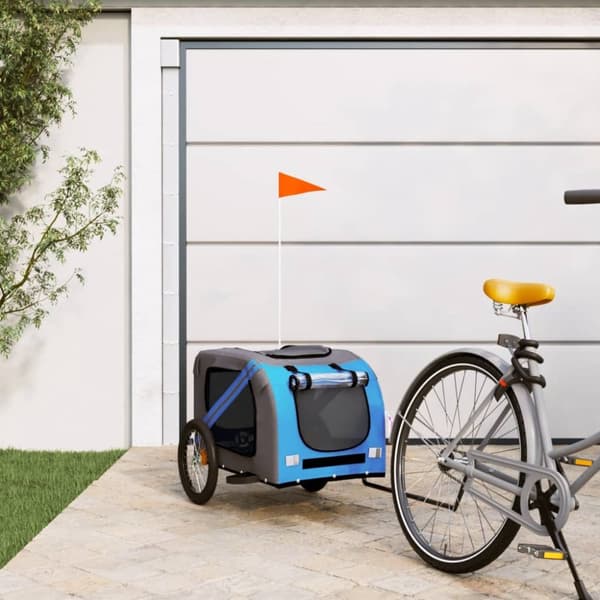 Cykelvagn för djur blå och grå oxfordtyg och järn - Cykelvagn - Cykelvagnar - Home & Living