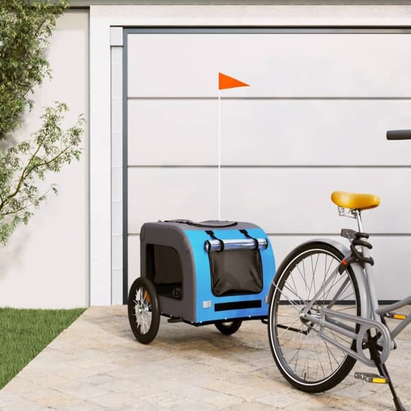Cykelvagn för djur blå och grå oxfordtyg och järn - Cykelvagn - Cykelvagnar - Home & Living