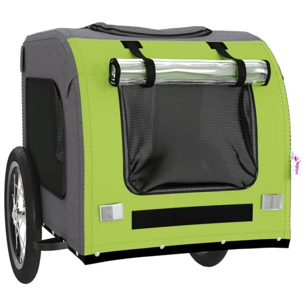 Cykeltrailer til kæledyr oxfordstof og jern grøn og grå - Hundetrailer - Hundetrailere - Home & Living
