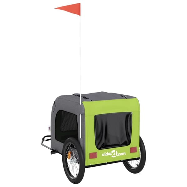 Cykeltrailer til kæledyr oxfordstof og jern grøn og grå - Hundetrailer - Hundetrailere - Home & Living