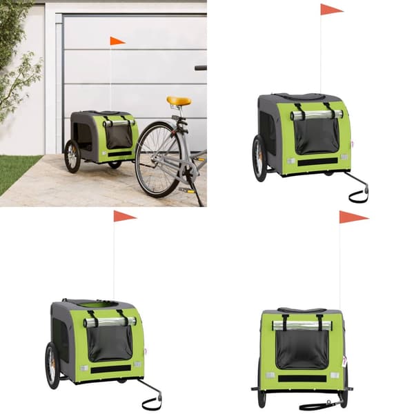 Cykeltrailer til kæledyr oxfordstof og jern grøn og grå - Hundetrailer - Hundetrailere - Home & Living