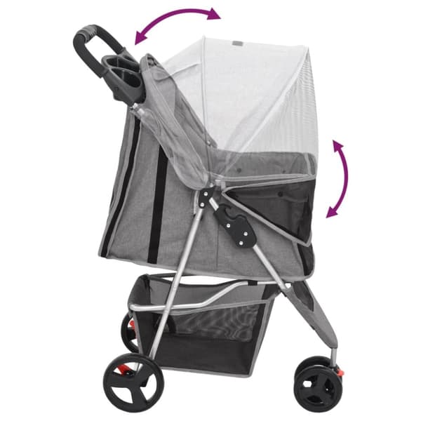 Foldbar hundeklapvogn 80x46x98 cm oxfordstof grå - Hundeklapvogn - Hundeklapvogne - Home & Living
