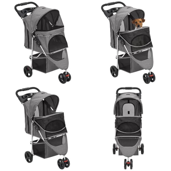 Foldbar hundeklapvogn 80x46x98 cm oxfordstof grå - Hundeklapvogn - Hundeklapvogne - Home & Living