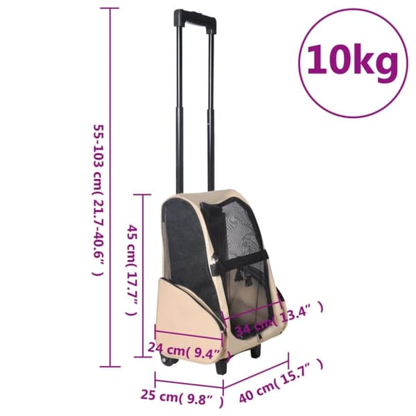 Foldbar kæledyrsvogn multifunktionel beige - Bærevogn Til Kæledyr - Bærevogne Til Kæledyr - Home & Living