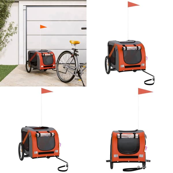 Cykelvagn för djur orange och svart oxfordtyg och järn - Cykelvagn - Cykelvagnar - Home & Living
