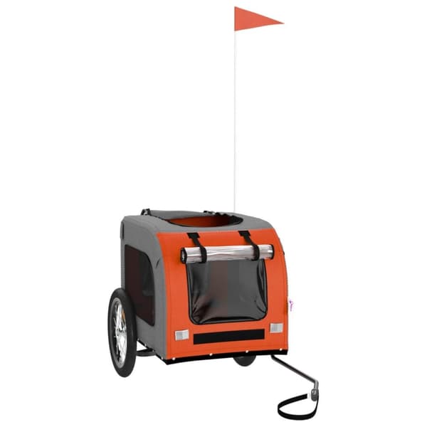 Cykeltrailer til kæledyr oxfordstof og jern orange og grå - Hundetrailer - Hundetrailere - Home & Living