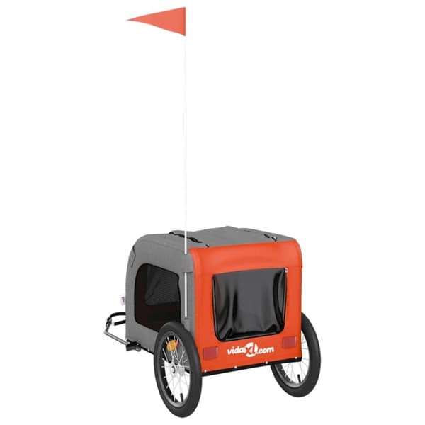 Cykeltrailer til kæledyr oxfordstof og jern orange og grå - Hundetrailer - Hundetrailere - Home & Living