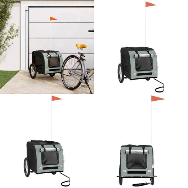 Cykelanhænger til kæledyr oxfordstof og jern sort og grå - Hundetrailer - Hundetrailere - Home & Living