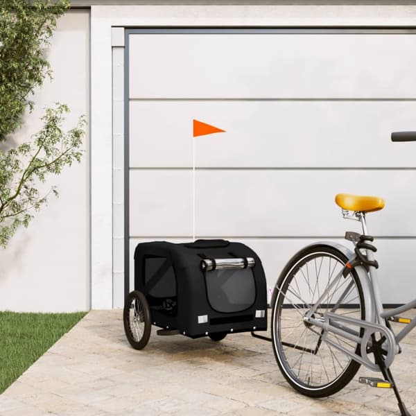 Cykeltrailer til kæledyr oxfordstof og jern sort - Hundetrailer - Hundetrailere - Home & Living