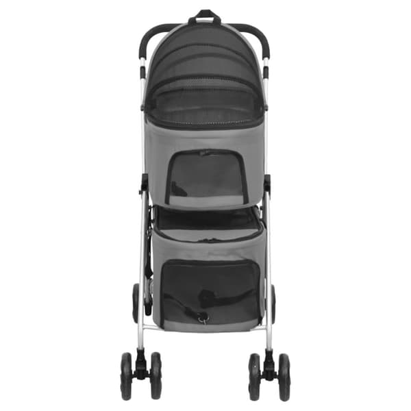Dobbelt hundeklapvogn foldbar 83x48x97 cm oxfordstof grå - Hundeklapvogn - Hundeklapvogne - Home & Living