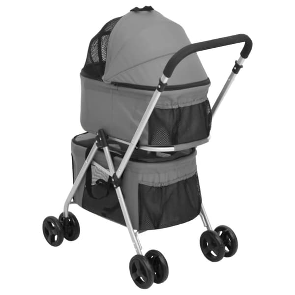 Dobbelt hundeklapvogn foldbar 83x48x97 cm oxfordstof grå - Hundeklapvogn - Hundeklapvogne - Home & Living