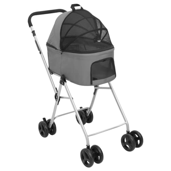 Dobbelt hundeklapvogn foldbar 83x48x97 cm oxfordstof grå - Hundeklapvogn - Hundeklapvogne - Home & Living