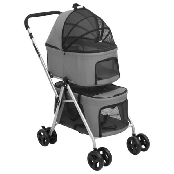 Dobbelt hundeklapvogn foldbar 83x48x97 cm oxfordstof grå - Hundeklapvogn - Hundeklapvogne - Home & Living