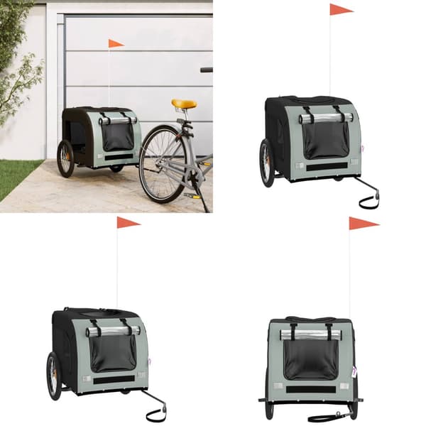 Cykelanhænger til kæledyr oxfordstof og jern grå og sort - Hundetrailer - Hundetrailere - Home & Living