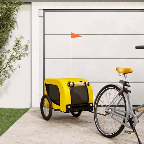 Cykelvagn för djur gul och svart oxfordtyg och järn - Cykelvagn - Cykelvagnar - Home & Living