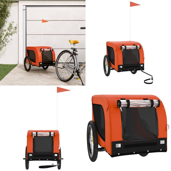 Cykelvagn för djur orange och svart oxfordtyg och järn - Cykelvagn - Cykelvagnar - Home & Living