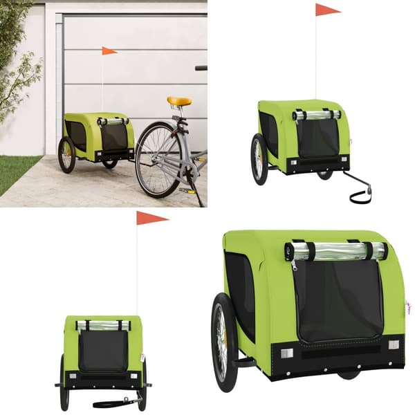 Hundetrailer til cykel oxfordstof og jern grøn og sort - Hundetrailer - Hundetrailere - Home & Living