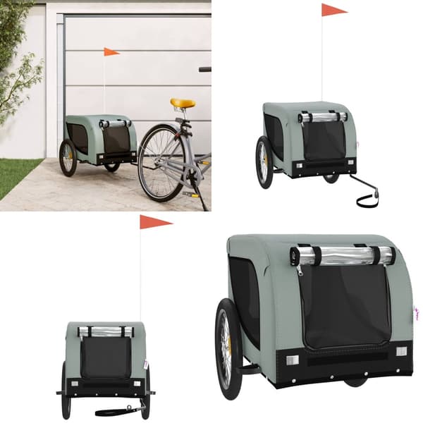 Hundetrailer til cykel oxfordstof og jern grå og sort - Hundetrailer - Hundetrailere - Home & Living