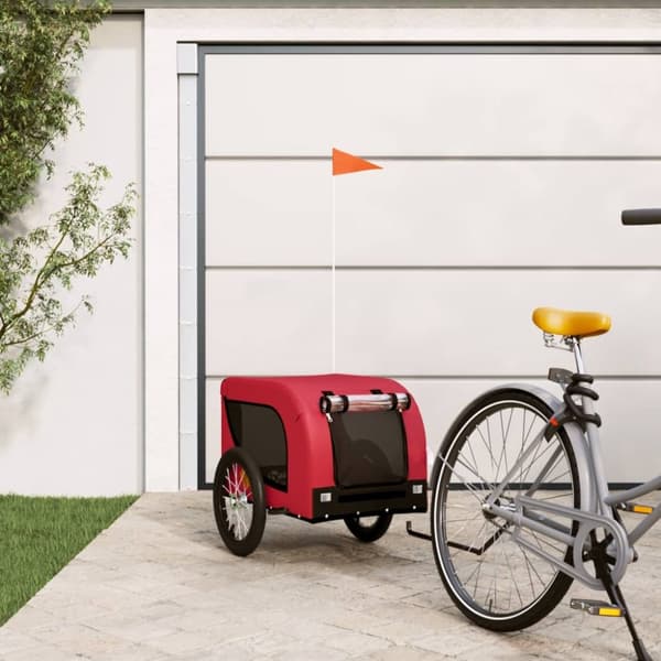 Cykelvagn för djur röd och svart oxfordtyg och järn - Cykelvagn - Cykelvagnar - Home & Living