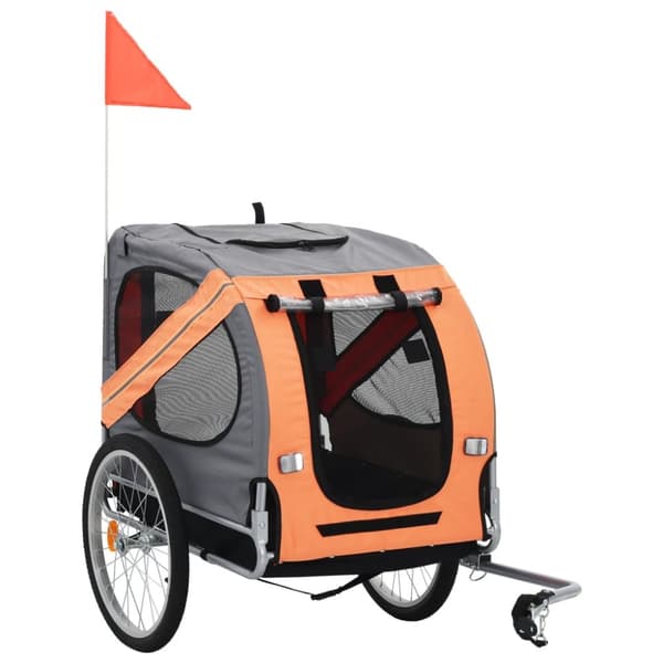 cykelanhænger til hund orange og grå