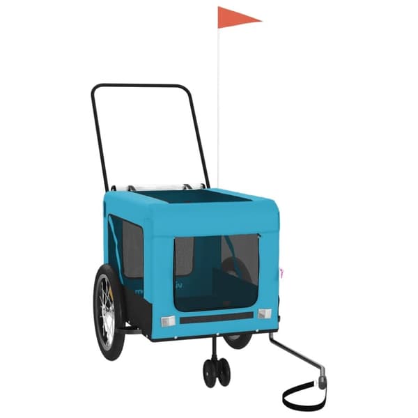 vidaXL hundetrailer til cykel oxfordstof og jern blå og sort