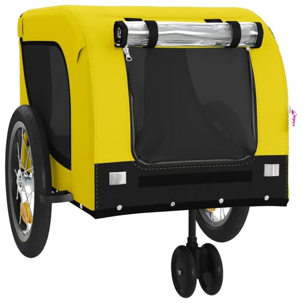 vidaXL hundetrailer til cykel oxfordstof og jern gul og sort