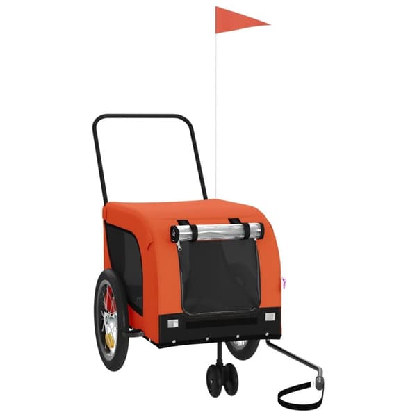 vidaXL hundetrailer til cykel oxfordstof og jern orange og sort