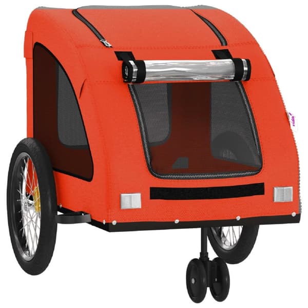 vidaXL cykeltrailer til kæledyr oxfordstof og jern orange og grå