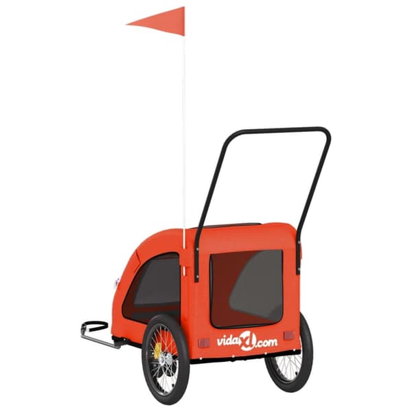 vidaXL cykeltrailer til kæledyr oxfordstof og jern orange og grå