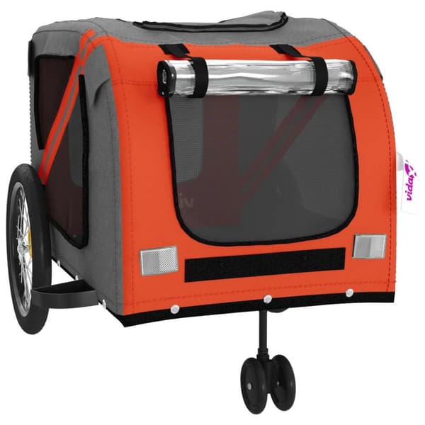 vidaXL cykeltrailer til kæledyr oxfordstof og jern orange og grå