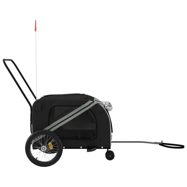 hundetrailer til cykel oxfordstof og jern grå og sort