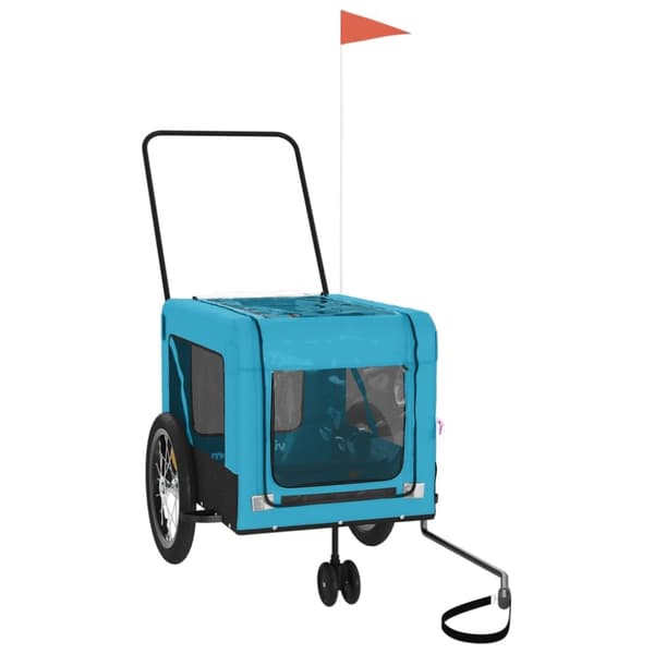 hundetrailer til cykel oxfordstof og jern blå og sort