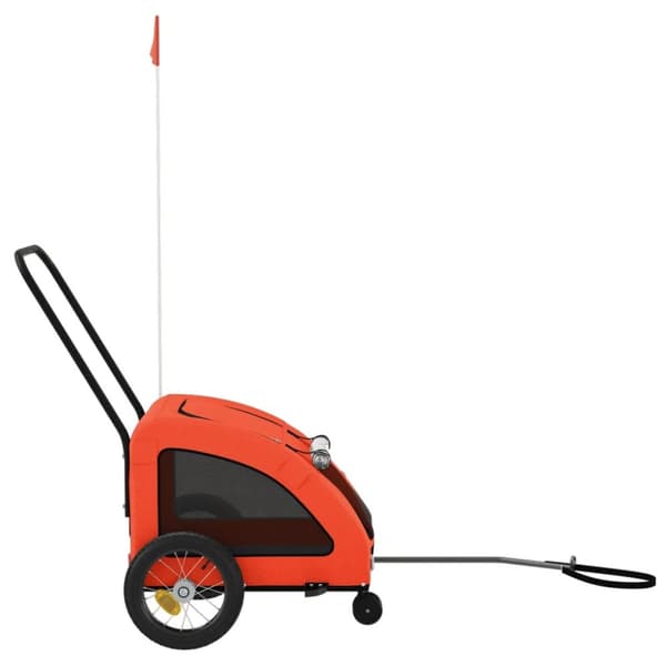 cykeltrailer til kæledyr oxfordstof og jern orange og grå