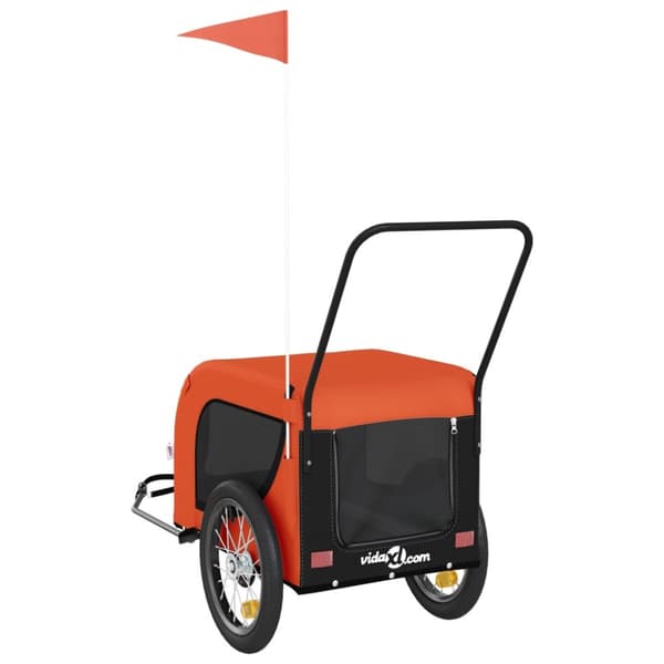 hundetrailer til cykel oxfordstof og jern orange og sort
