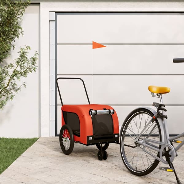 hundetrailer til cykel oxfordstof og jern orange og sort