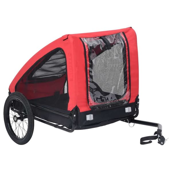 Cykelvagn för djur röd och svart