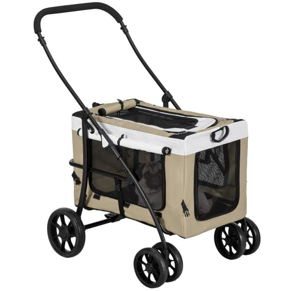 Rootz sammenfoldelig kæledyr klapvogn til hunde katte - aftagelig buggy - rejsebærer - skulderstropper - 81 x 58 x 97,5 cm