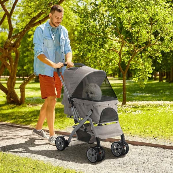 Rootz sammenfoldelig buggy Pet Carrier - Mobile Pet klapvogn - Pet Transport Bag - Sikkerhedsklip - 77 cm x 50 cm x 99 cm