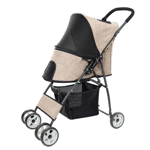 Pet Barnevogn, Letvægts, Nem Sammenfoldning med Én Hånd,Beige, L