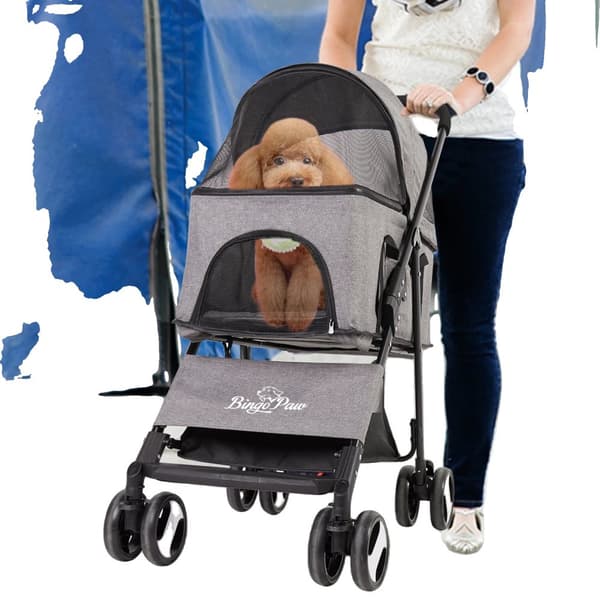 Pet Barnevogn, Vandtæt Regnslag, Nem Sammenfoldning med Én Hånd,Grå
