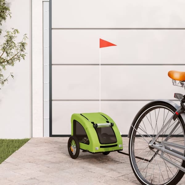 Cykelvagn för djur i grönt oxfordtyg och järn