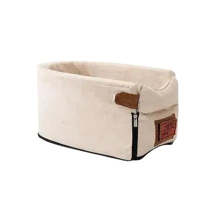Bærbar kæledyrsbilsæde, sikker central kontroldesign, kompakt størrelse,beige, 42x20x22cm