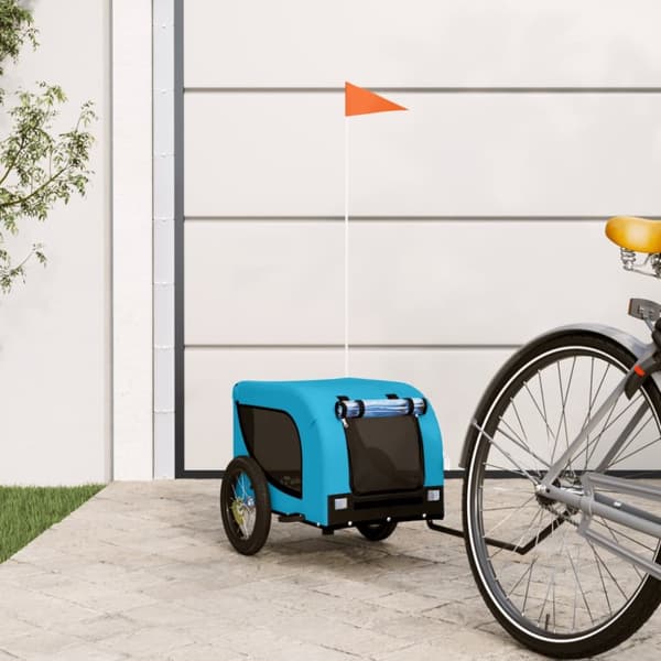 Cykelvagn för djur blå och svart oxfordtyg och järn