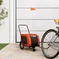 Miniatyrbild 1 av 2: Cykelvagn för djur orange och svart oxfordtyg och järn